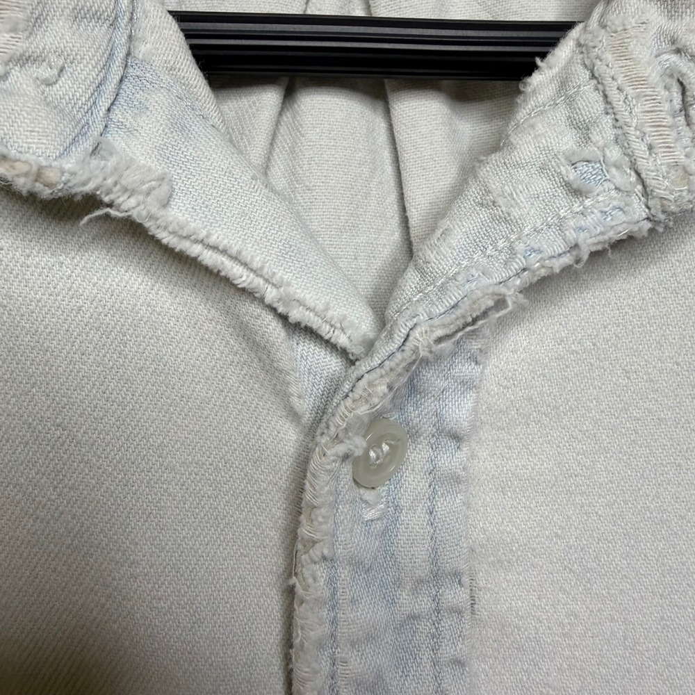 Indian Motocycle Denim Shirt Mens XL White Vintage 80s Distressed Biker Cotton - Picture 13 of 16